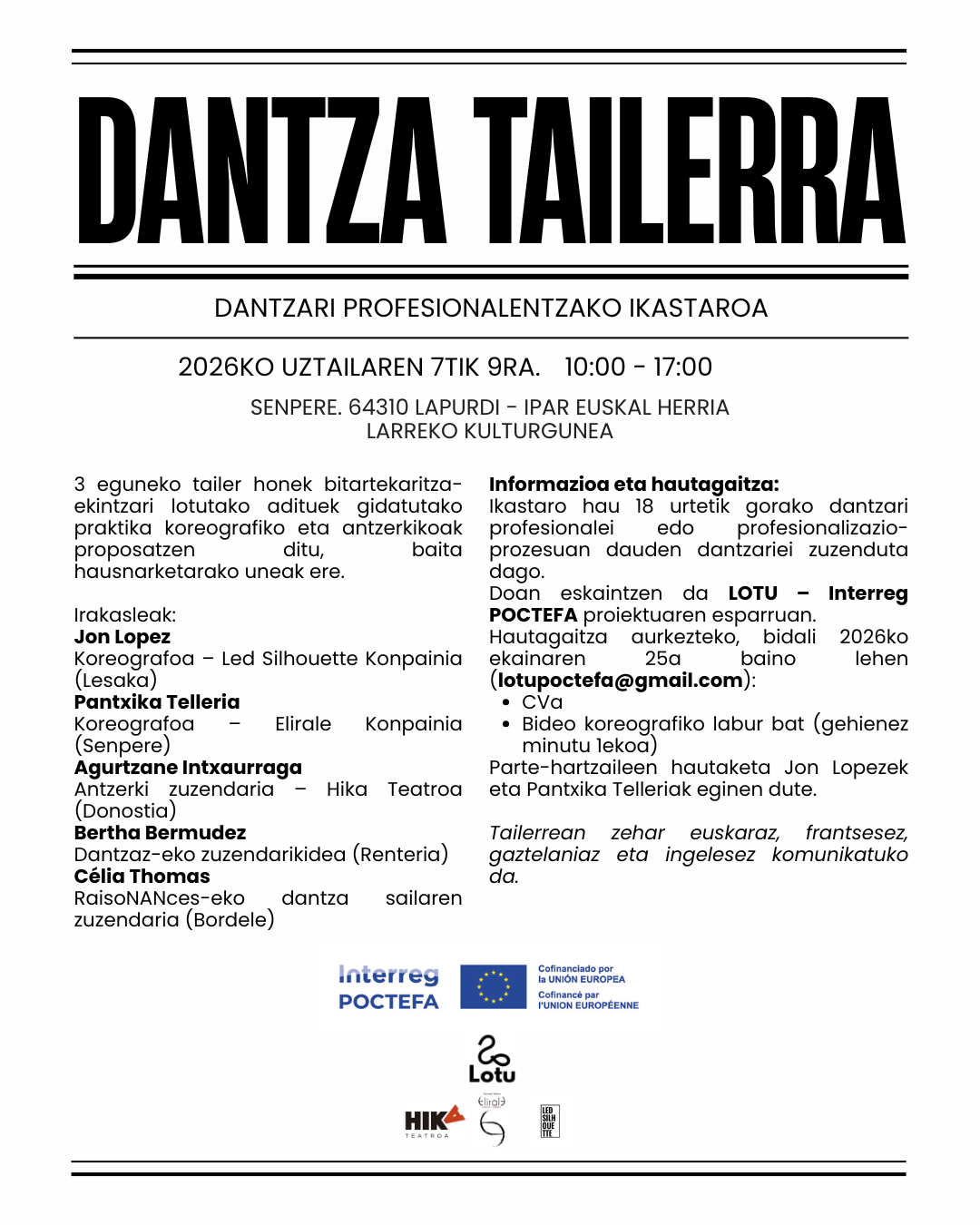 Dantzari Profesionalentzako Ikastaroa